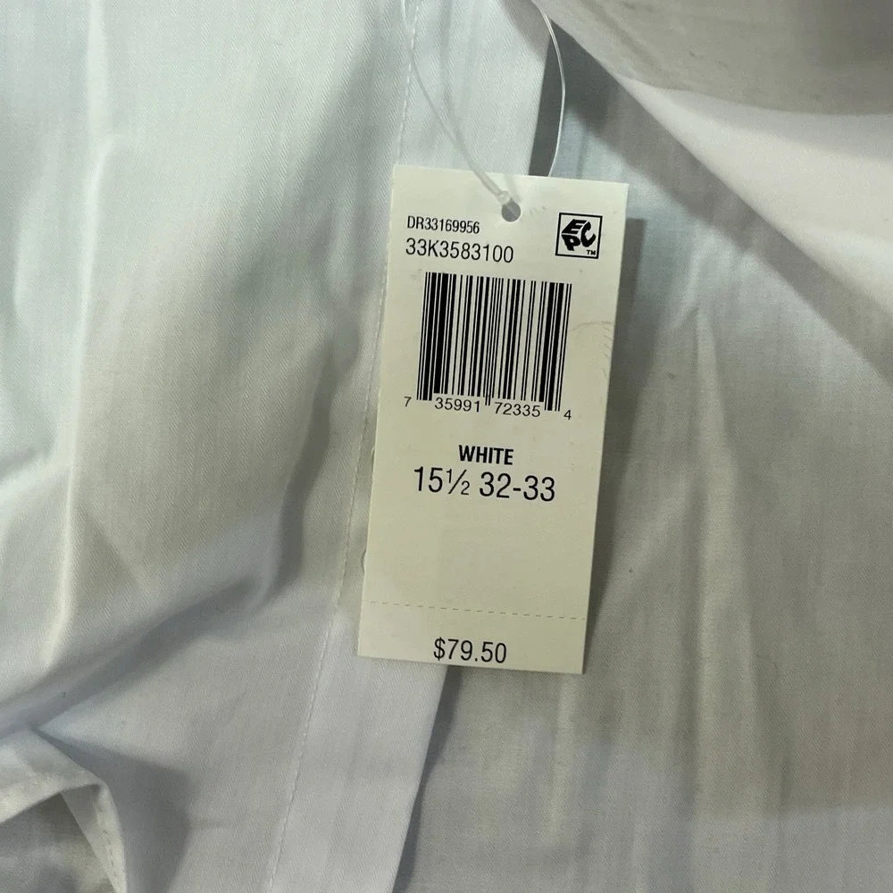 NWT Calvin Klein Dress Shirt Mens 15.5 M White Cotton Steel+ Slim French Cuff